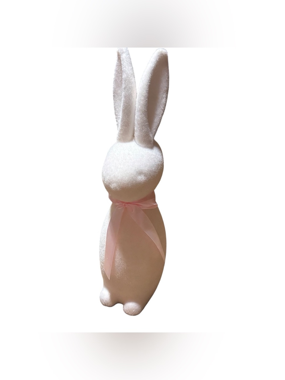 Flocked Bunny Rabbit Easter Spring Decoration Fuzzy White 16.5”